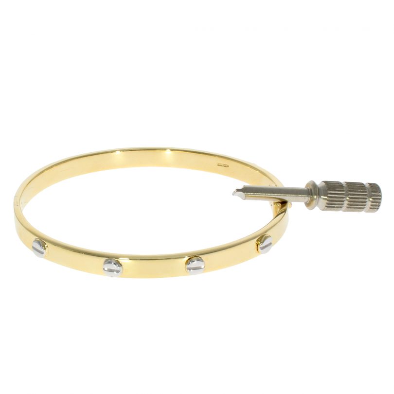 Gold bangle bracelet with screws online