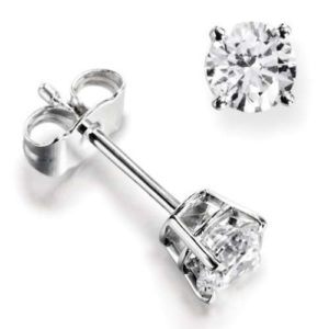 18ct White Gold Diamond Solitaire Four Claw Stud
