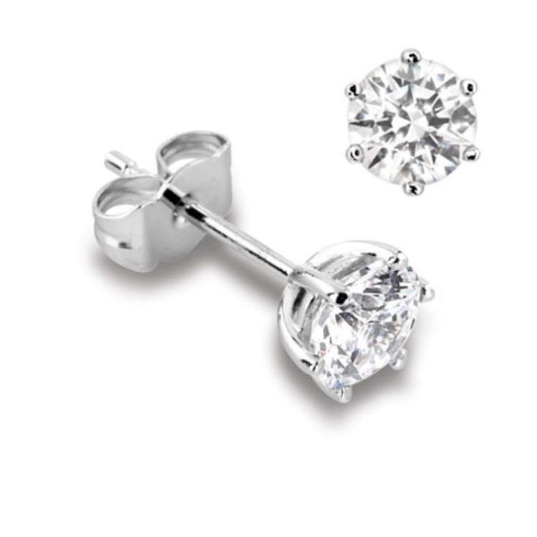 18ct White Gold 1.02ct Diamond Solitaire Six Claw Stud