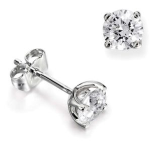 18ct White Gold Diamond Solitaire Four Claw Stud