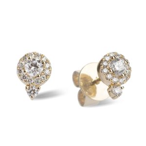 18ct Yellow Gold Diamond Cluster Stud Dew Collection