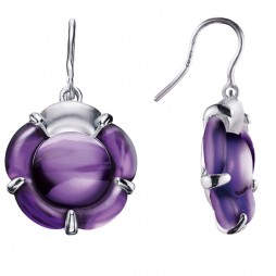 Baccarat B Flower Silver Purple Crystal Flower Earrings