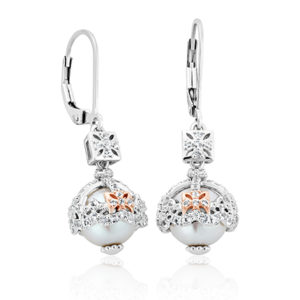 Clogau Royal Crown White Topaz and Pearl Drop Earrings