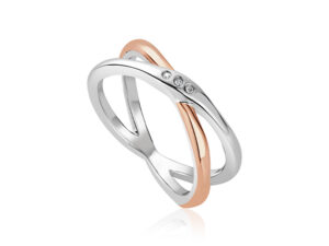 Clogau Ripples Cross Over White Topaz Ring (Size N)