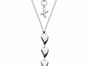 Kit Heath Desire Kiss Rhodium Plate Triple Hearts 17" Necklace